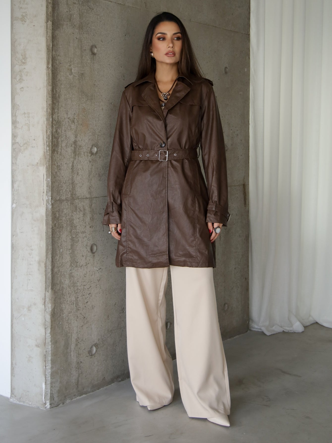 Sobretudo Couro Jersey