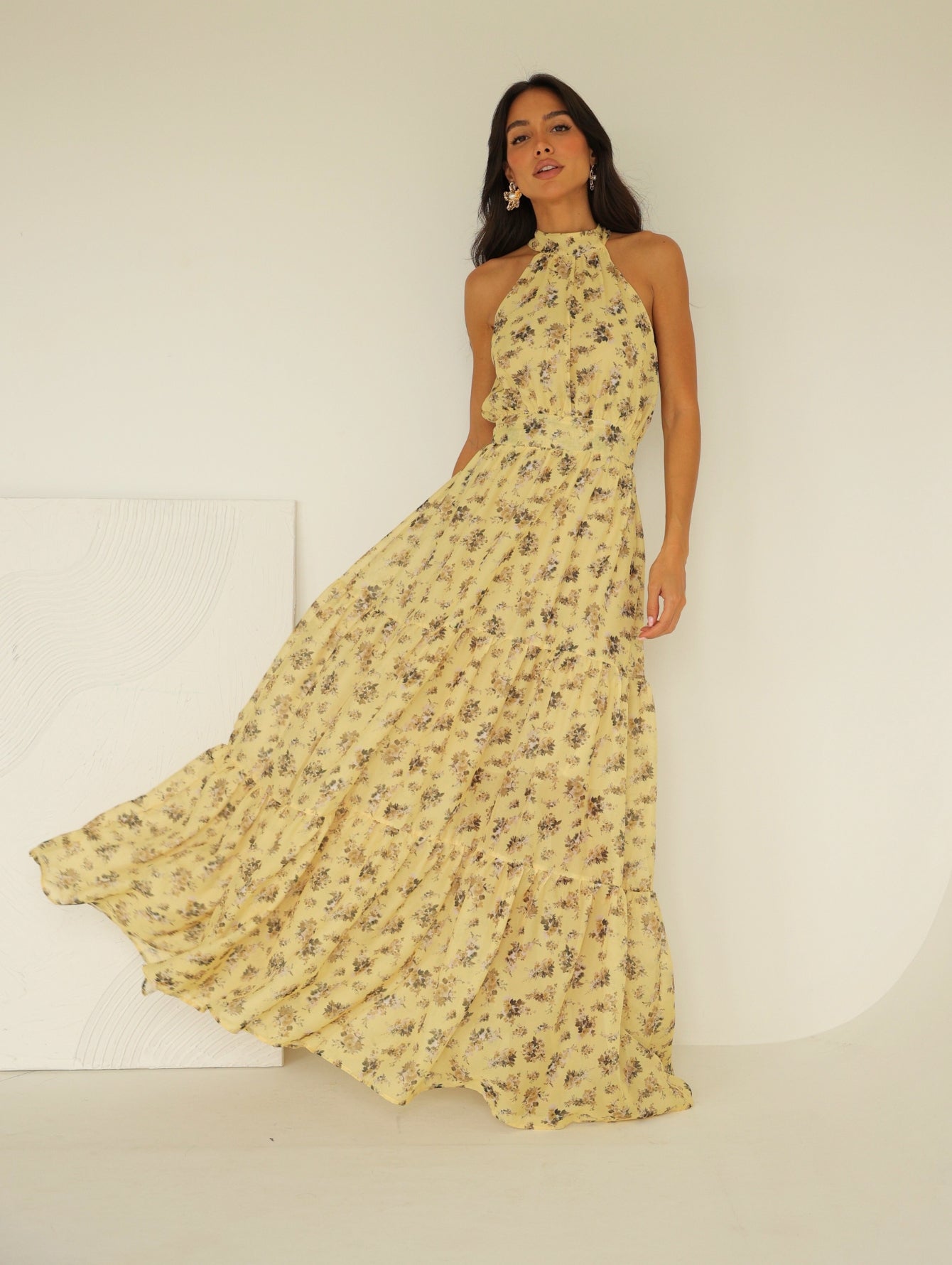 Vestido Longo Estampado Chifon Michelle