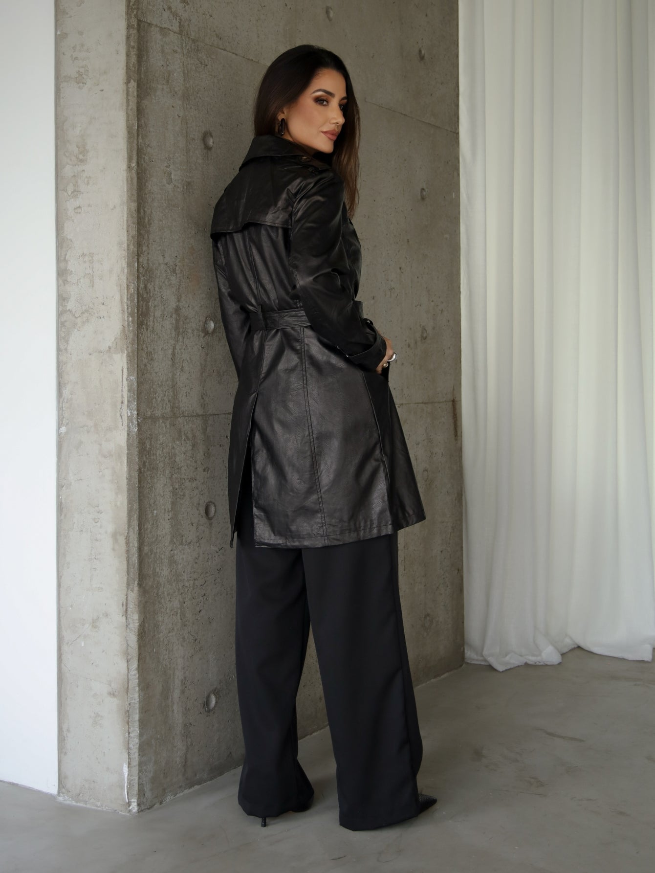 Sobretudo Couro Jersey