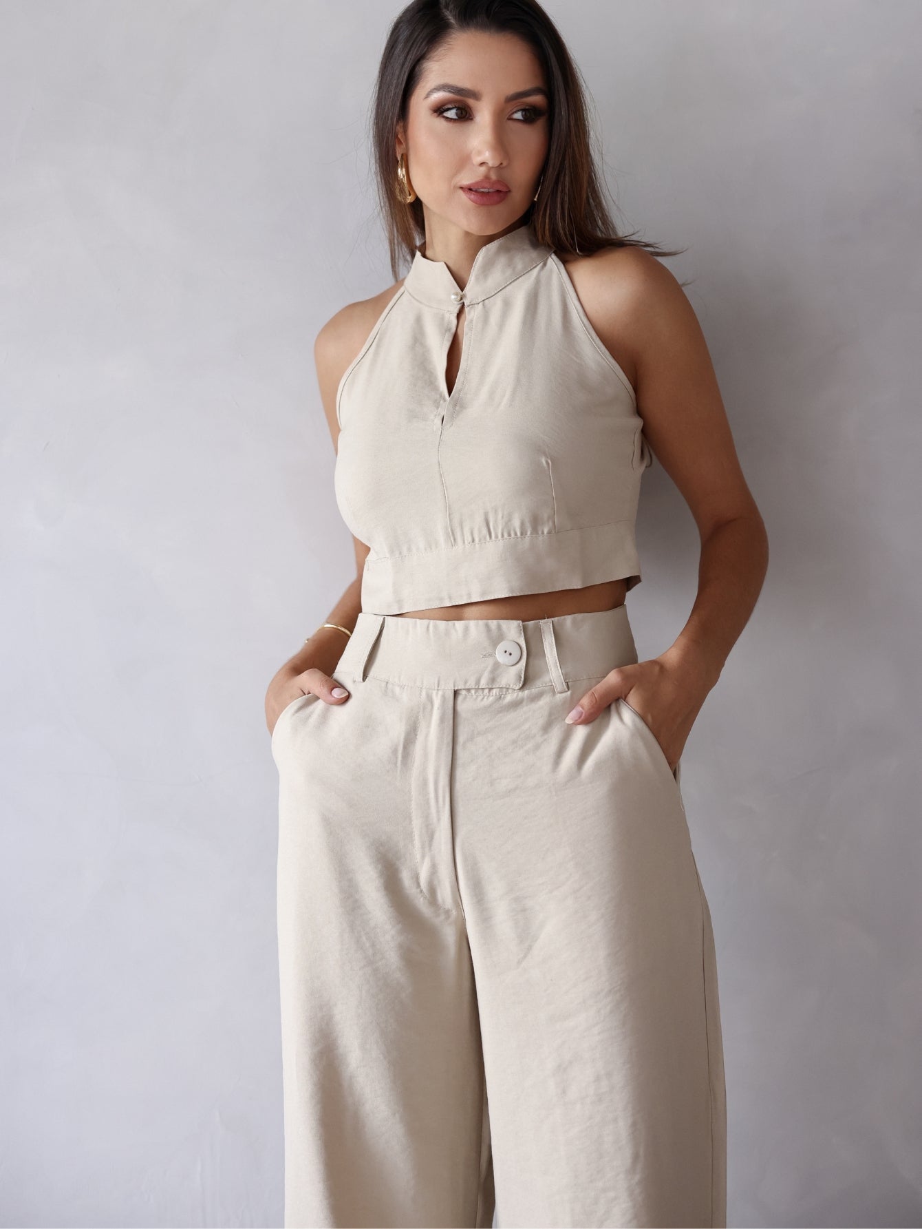 Conjunto Clarice - Alfaiataria Wide Leg e Blusa Recorte