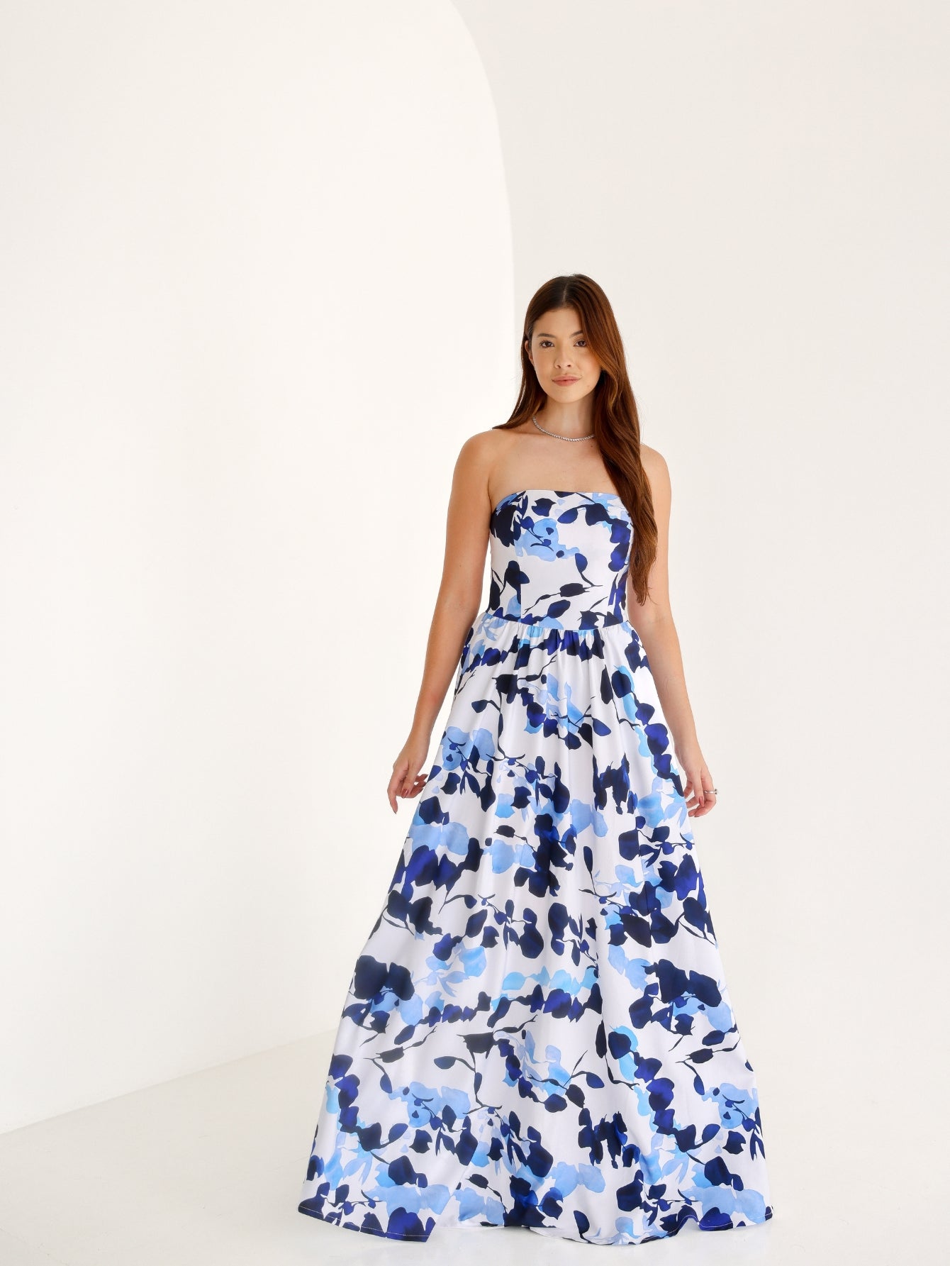 Vestido tomara que caia Longo estampado Lari