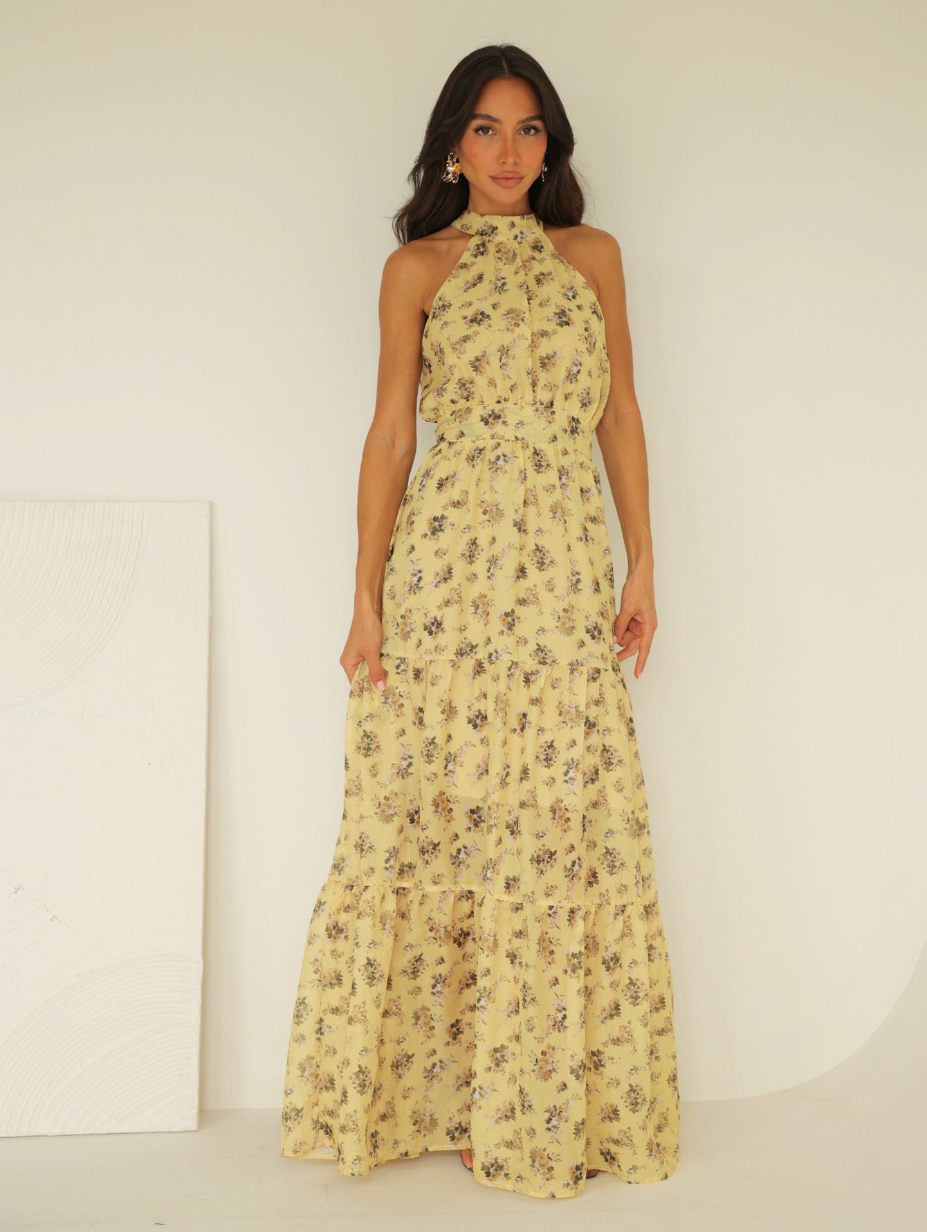 Vestido Longo Estampado Chifon Michelle