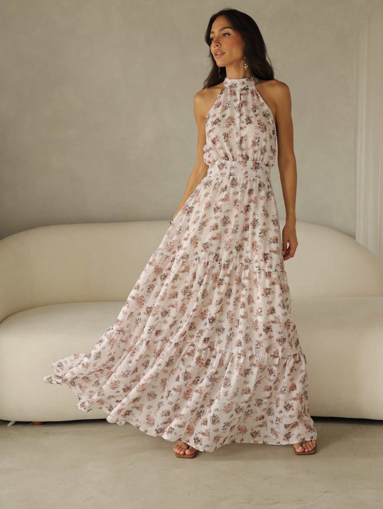 Vestido Longo Estampado Chifon Michelle