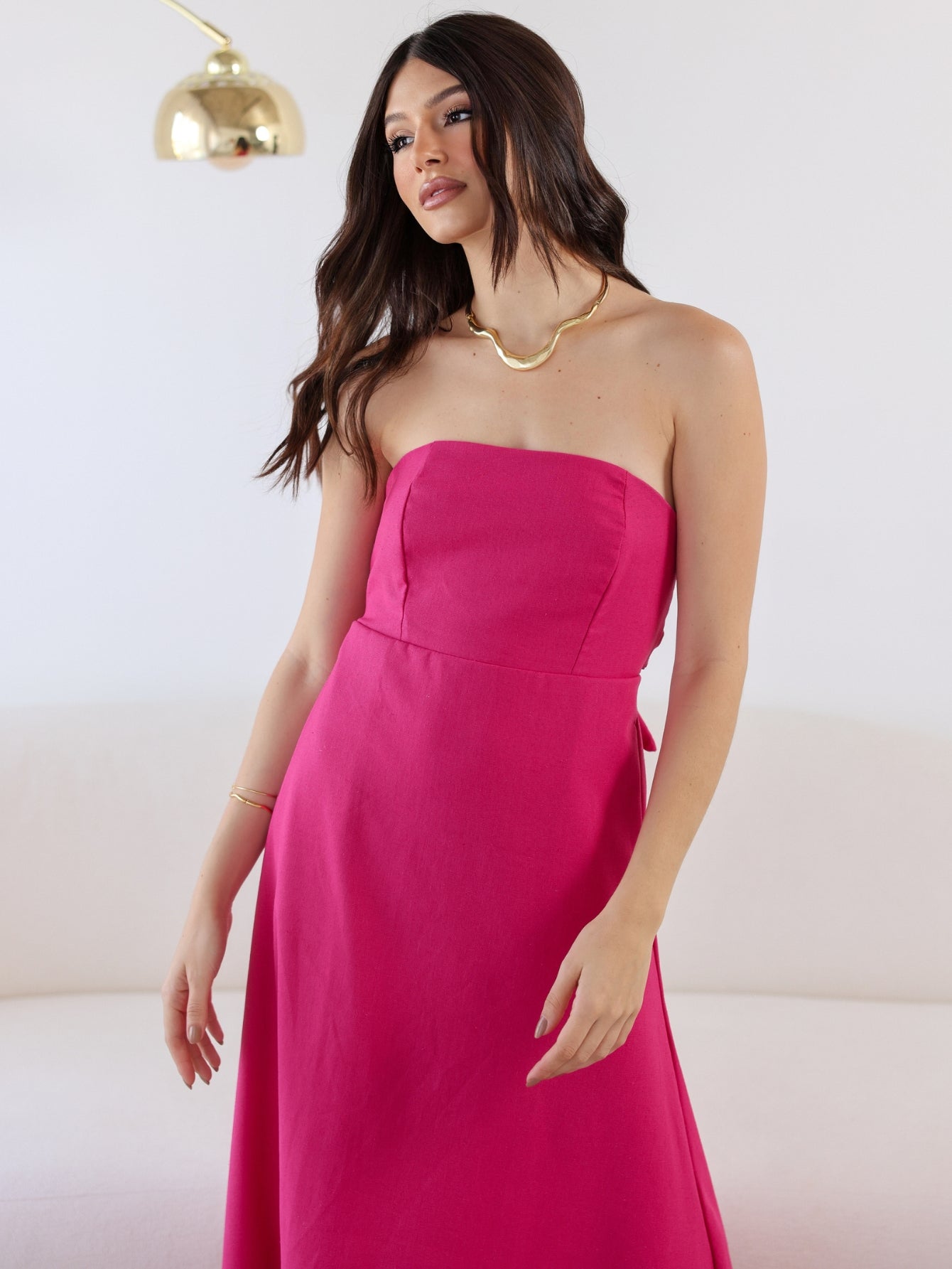 Vestido Longo de Linho Tomara que Caia Mayara