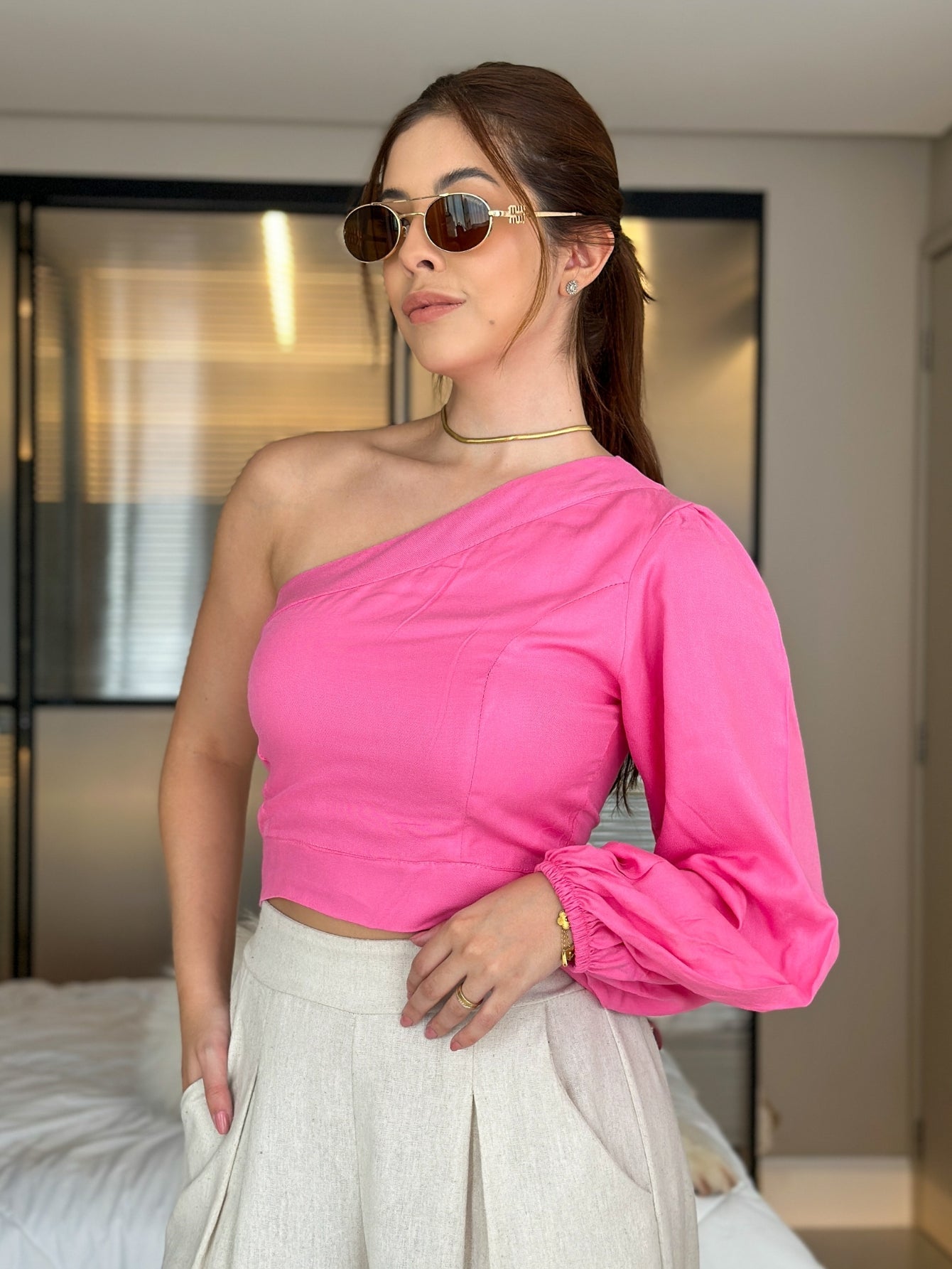 Cropped Manga longa Alfaiataria Maria Luiza
