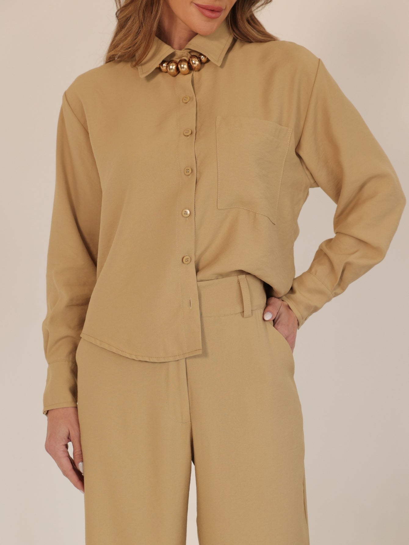 Conjunto Alfaiataria Viscose Dominique Camisa e Calça Reta - Naomi