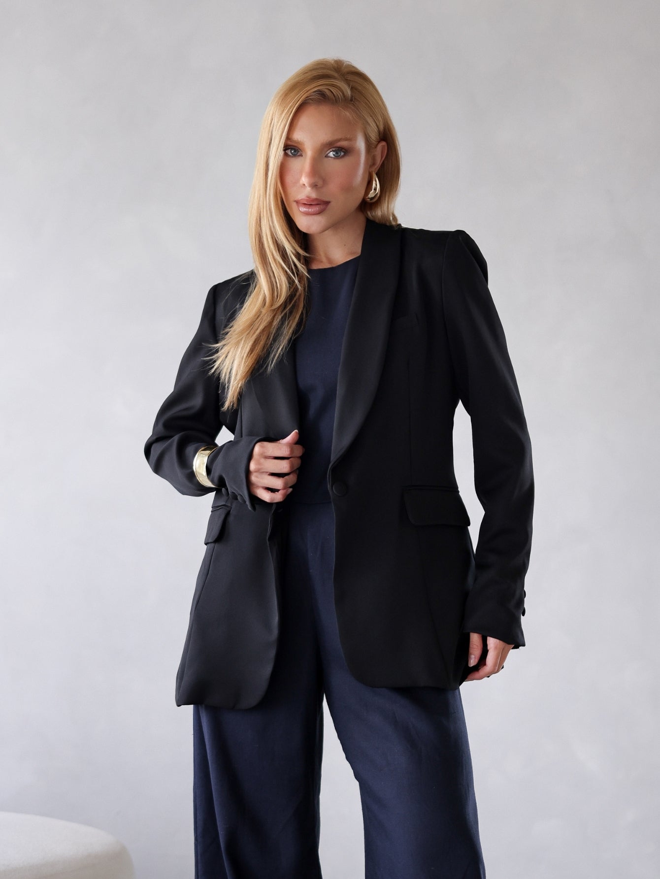 Blazer estruturado Alfaiataria Forrado com Botão - Cristal