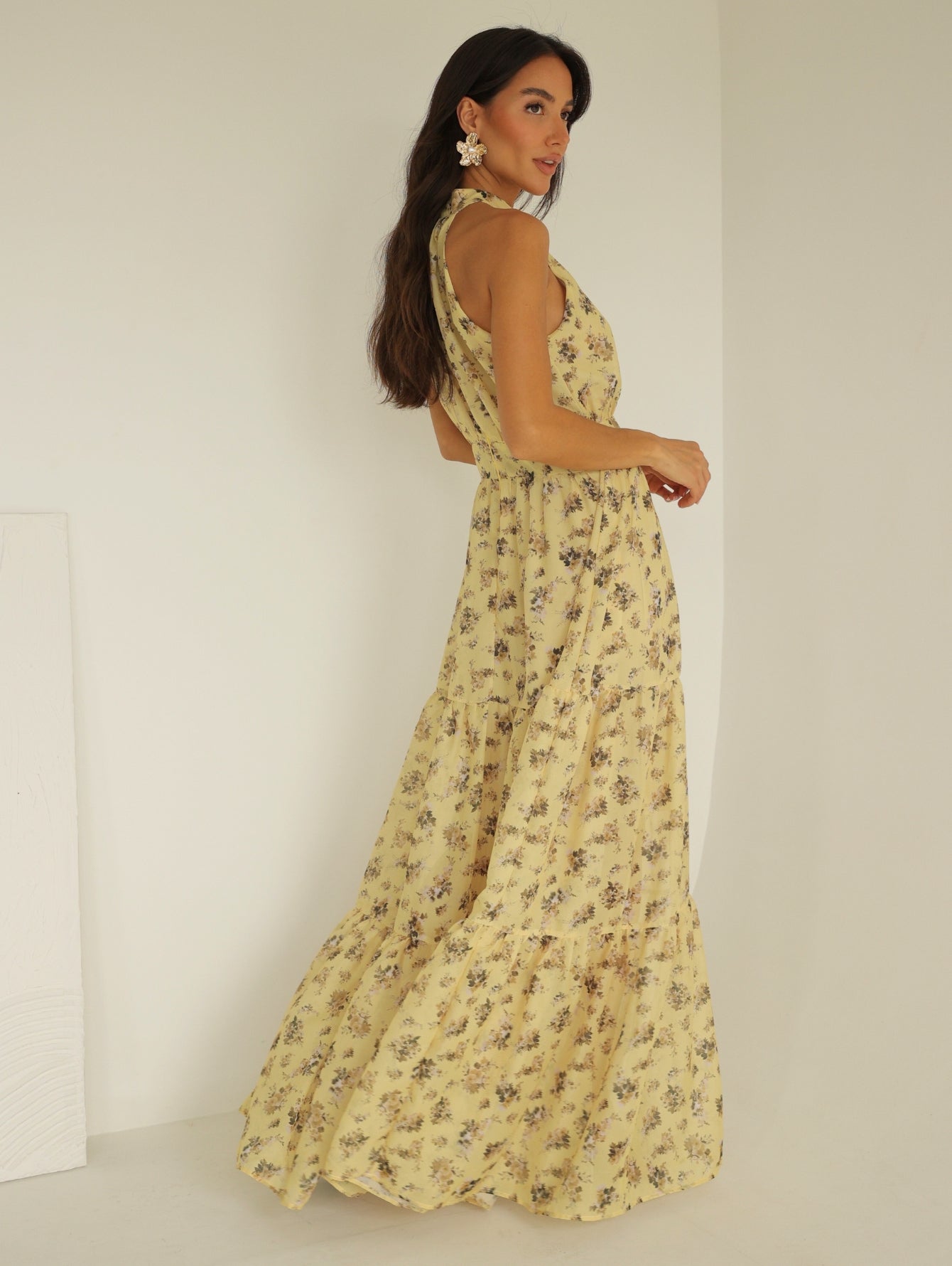 Vestido Longo Estampado Chifon Michelle