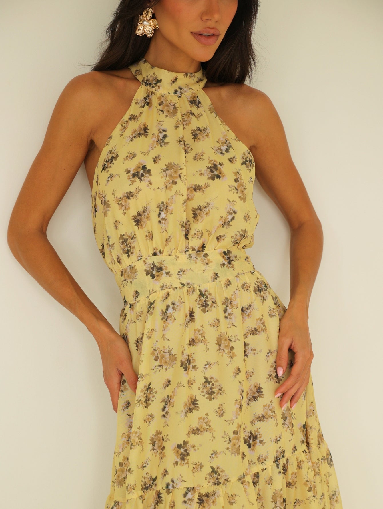 Vestido Longo Estampado Chifon Michelle