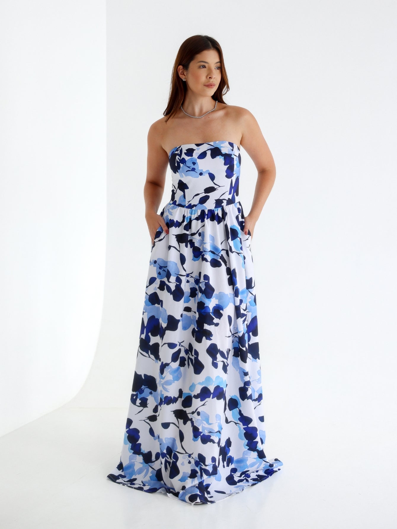Vestido tomara que caia Longo estampado Lari