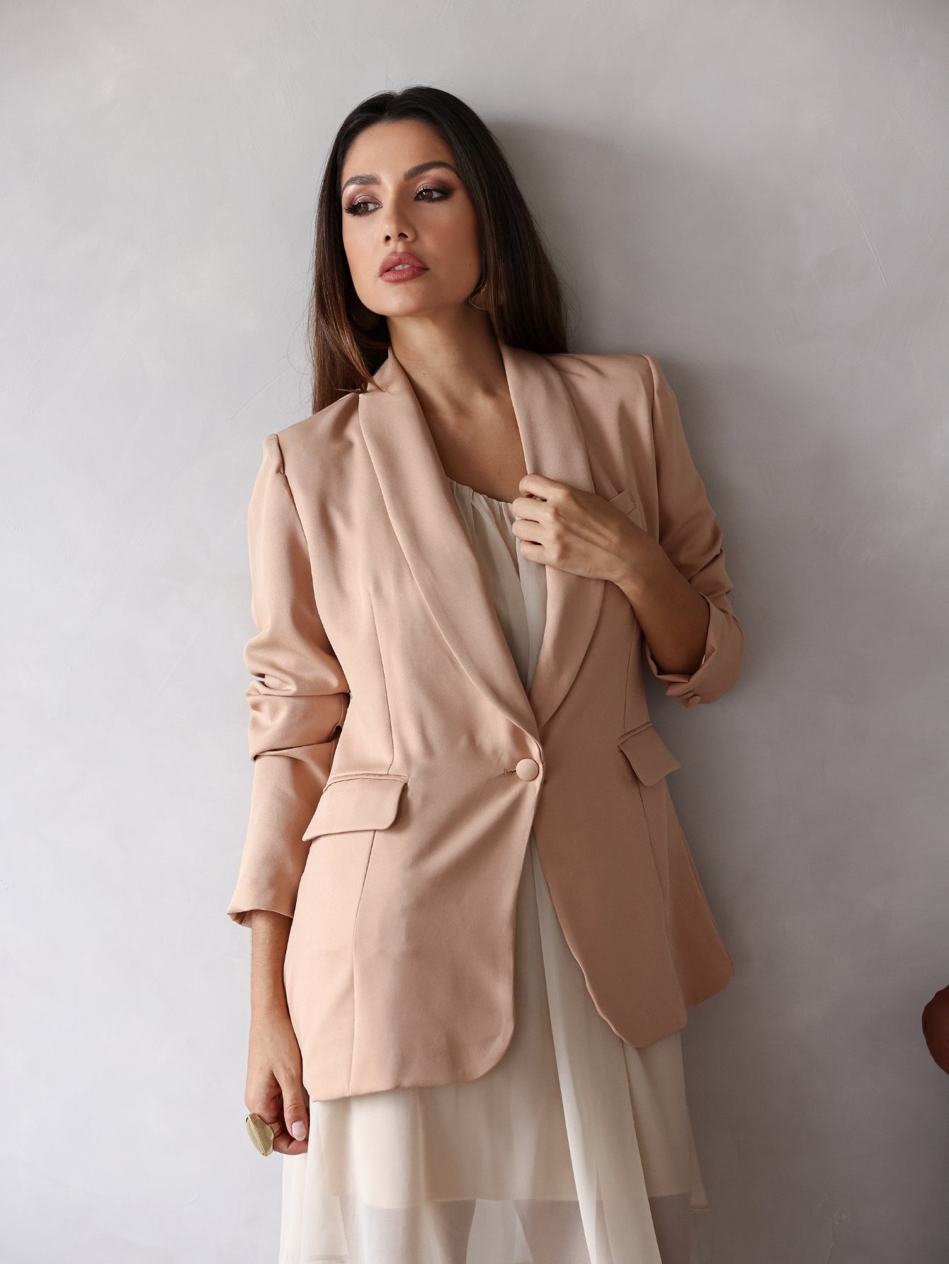 Blazer estruturado Alfaiataria Forrado com Botão - Cristal