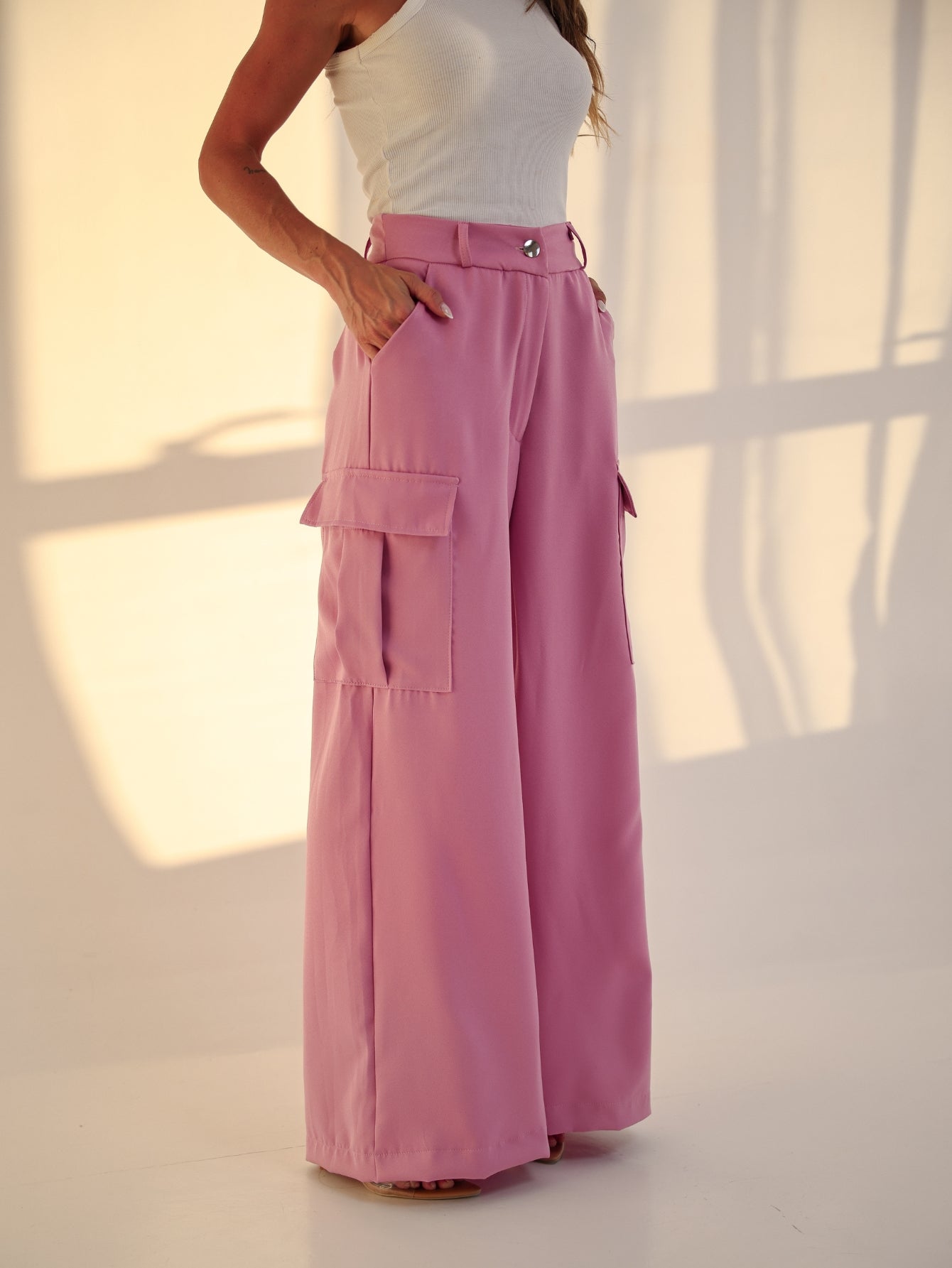 Calça Cargo Pantalona Alfaiataria Raquel