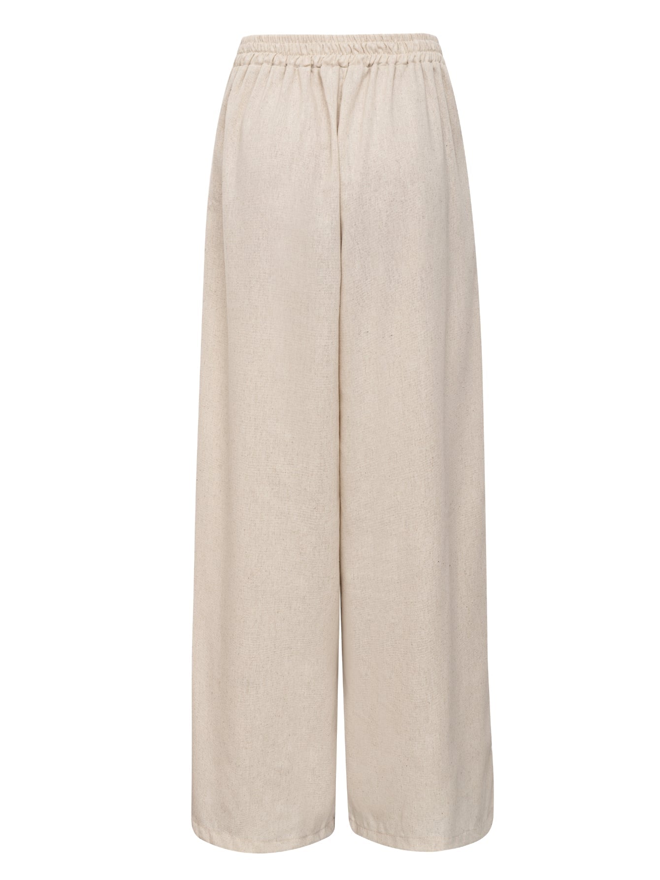 Calça Pantalona de Linho Cintura Alta com Elástico e Bolso Lateral Carmela