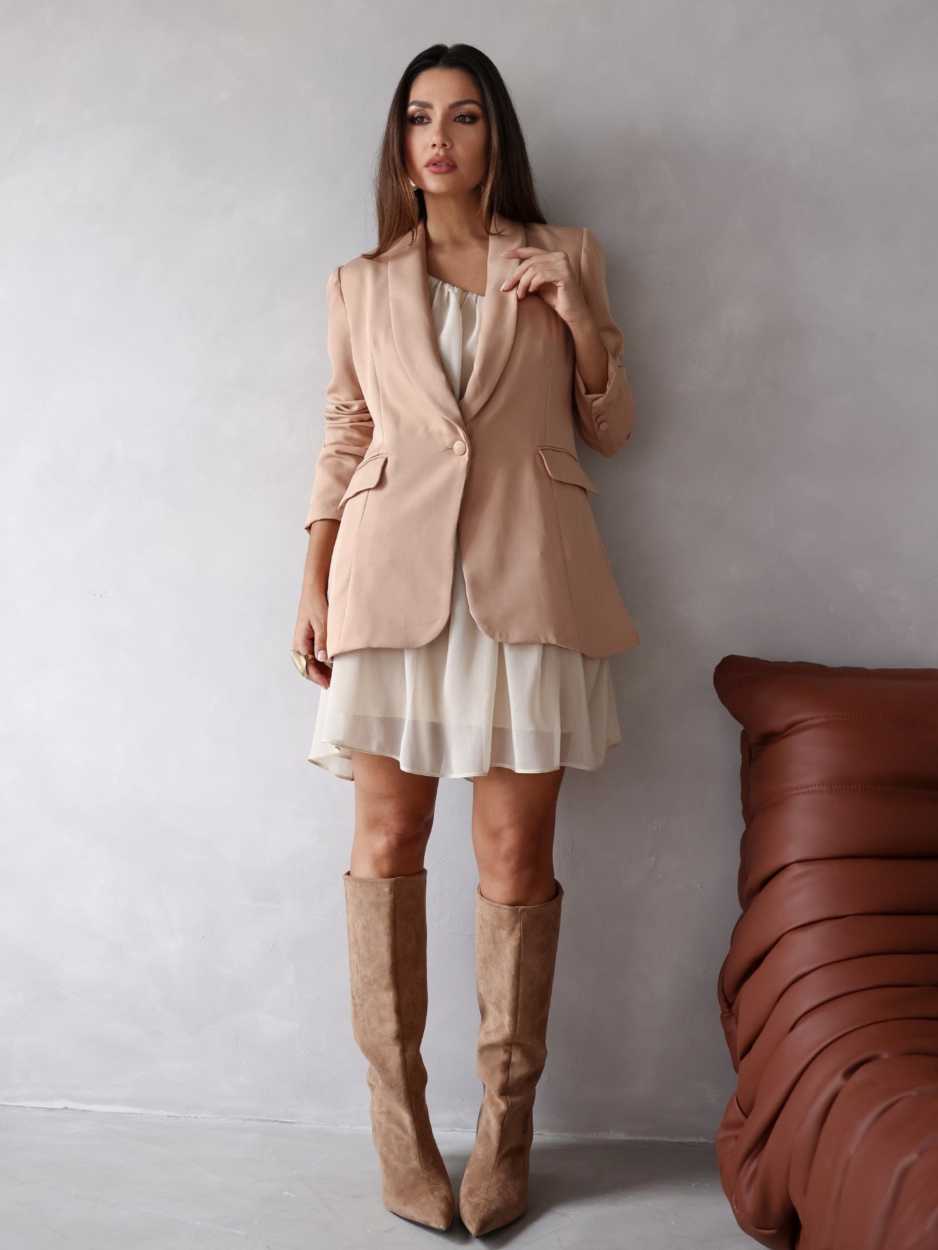 Blazer estruturado Alfaiataria Forrado com Botão - Cristal