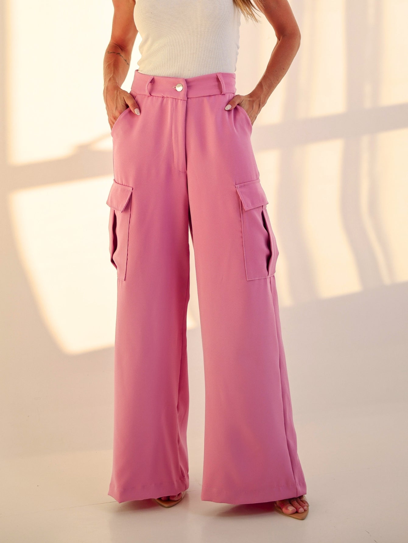 Calça Cargo Pantalona Alfaiataria Raquel