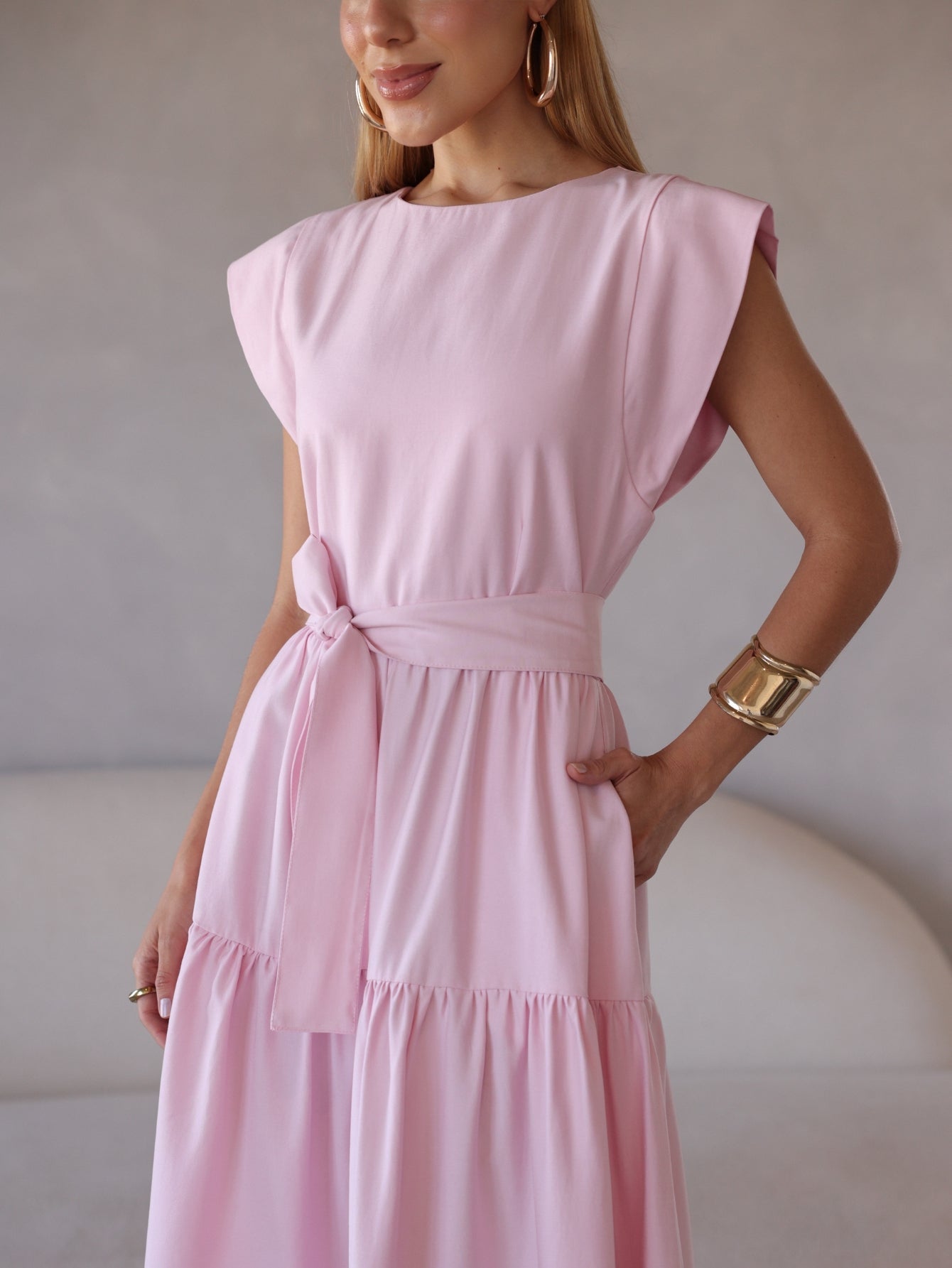 Vestido Midi Alfaiataria Manga Muscle Tee Brenda