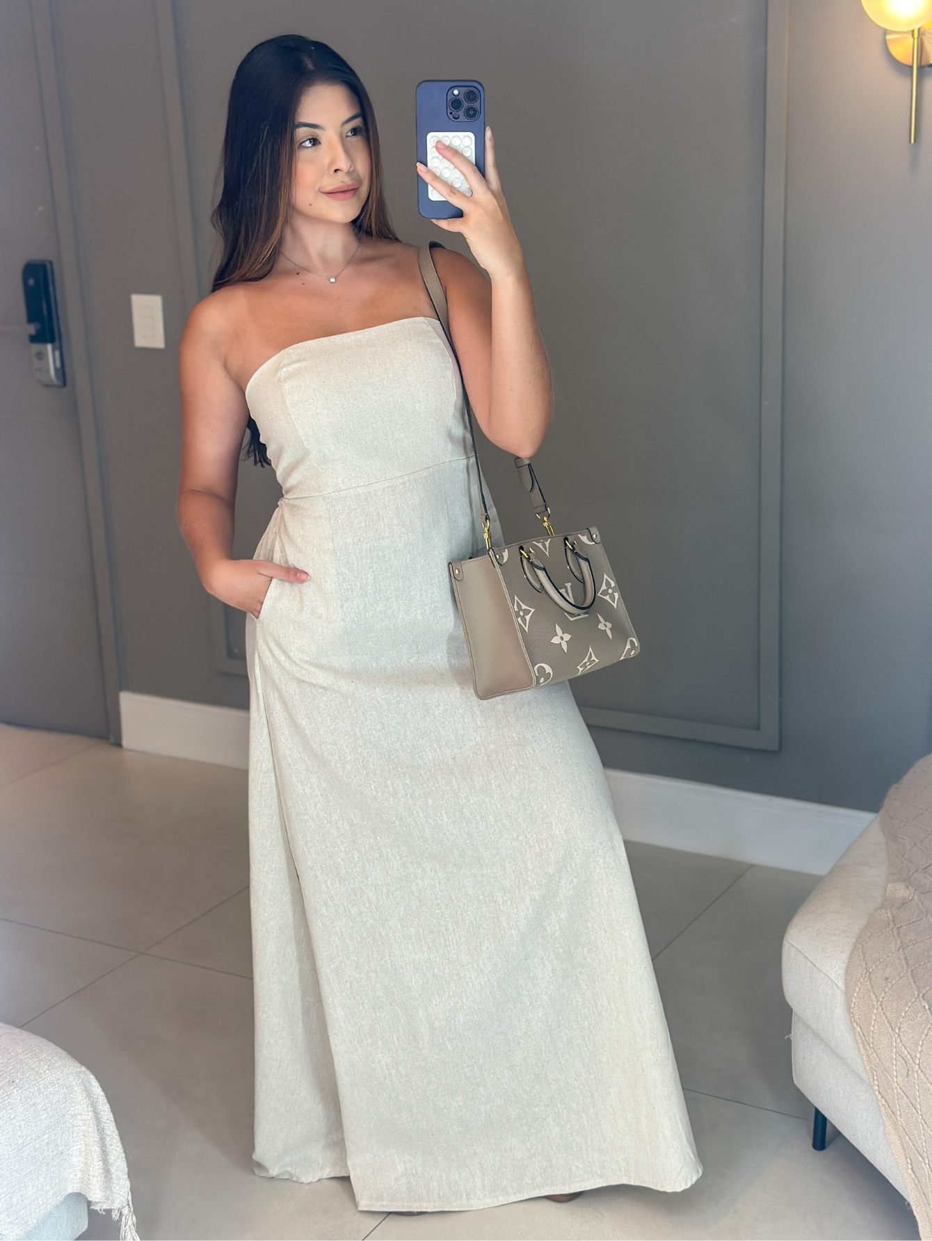 Vestido Longo de Linho Tomara que Caia Mayara