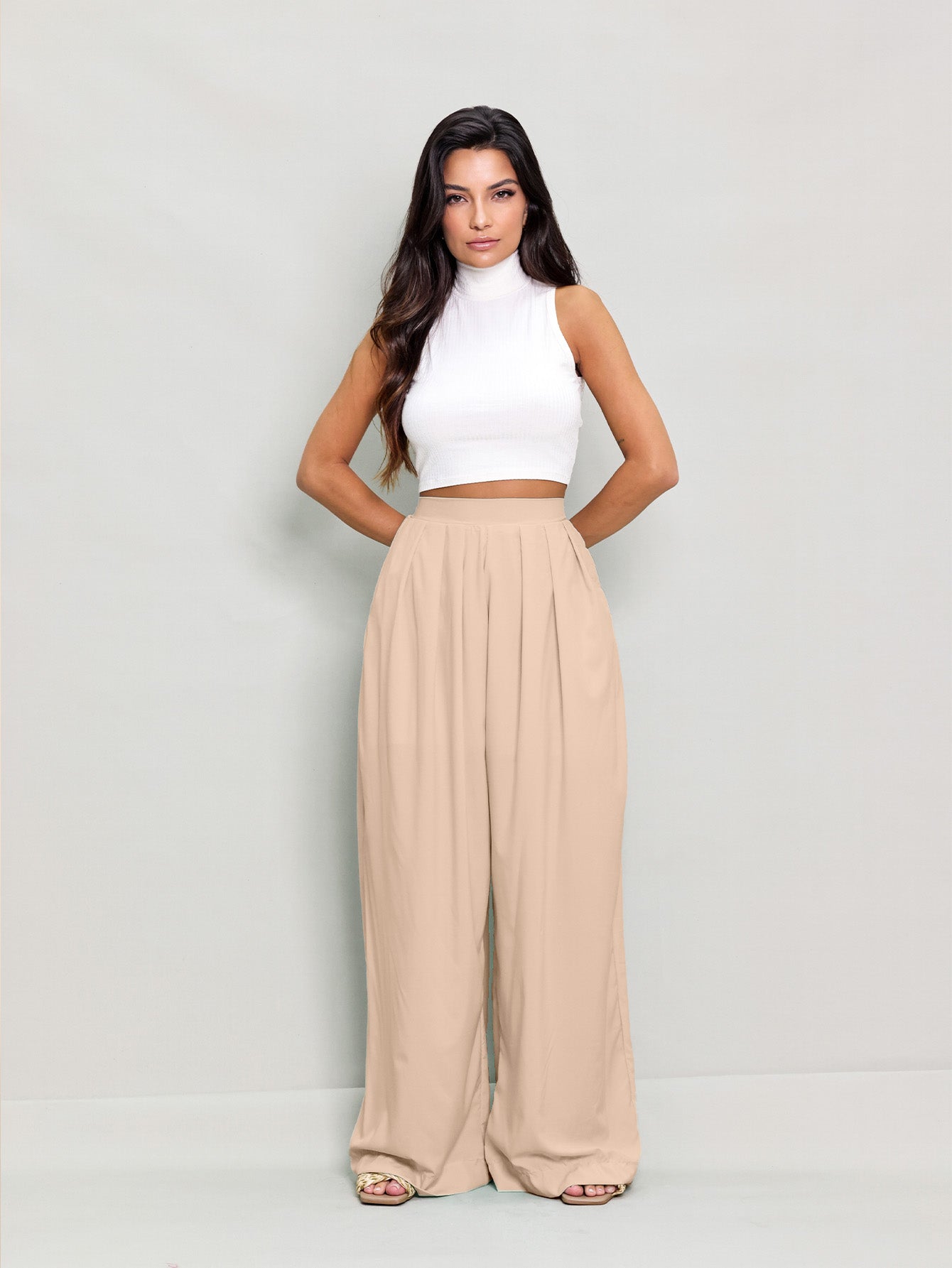 Calça Pantalona Fluida Comfy com Elástico e Bolso Lateral Maite