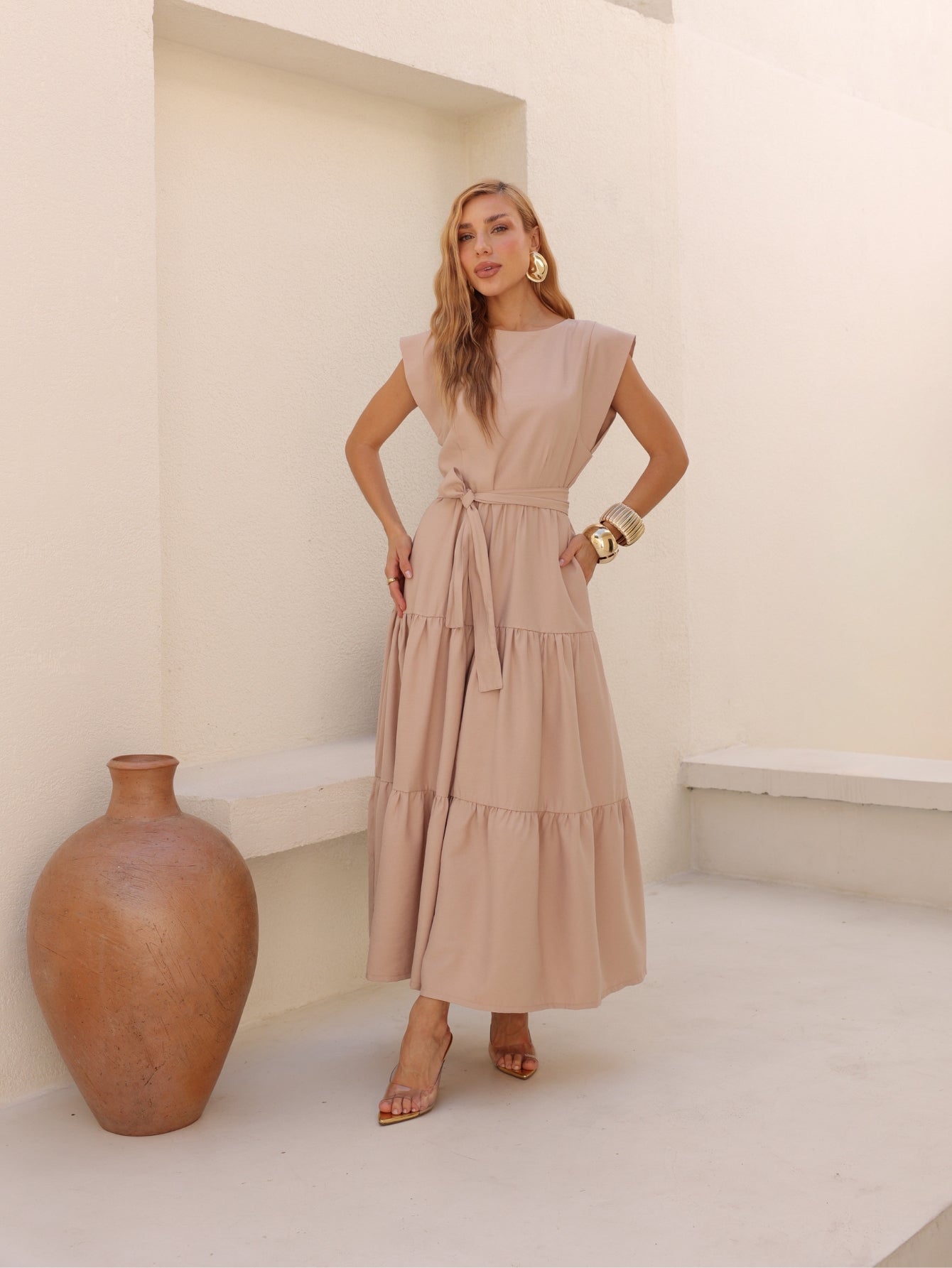 Vestido Midi Alfaiataria Manga Muscle Tee Brenda