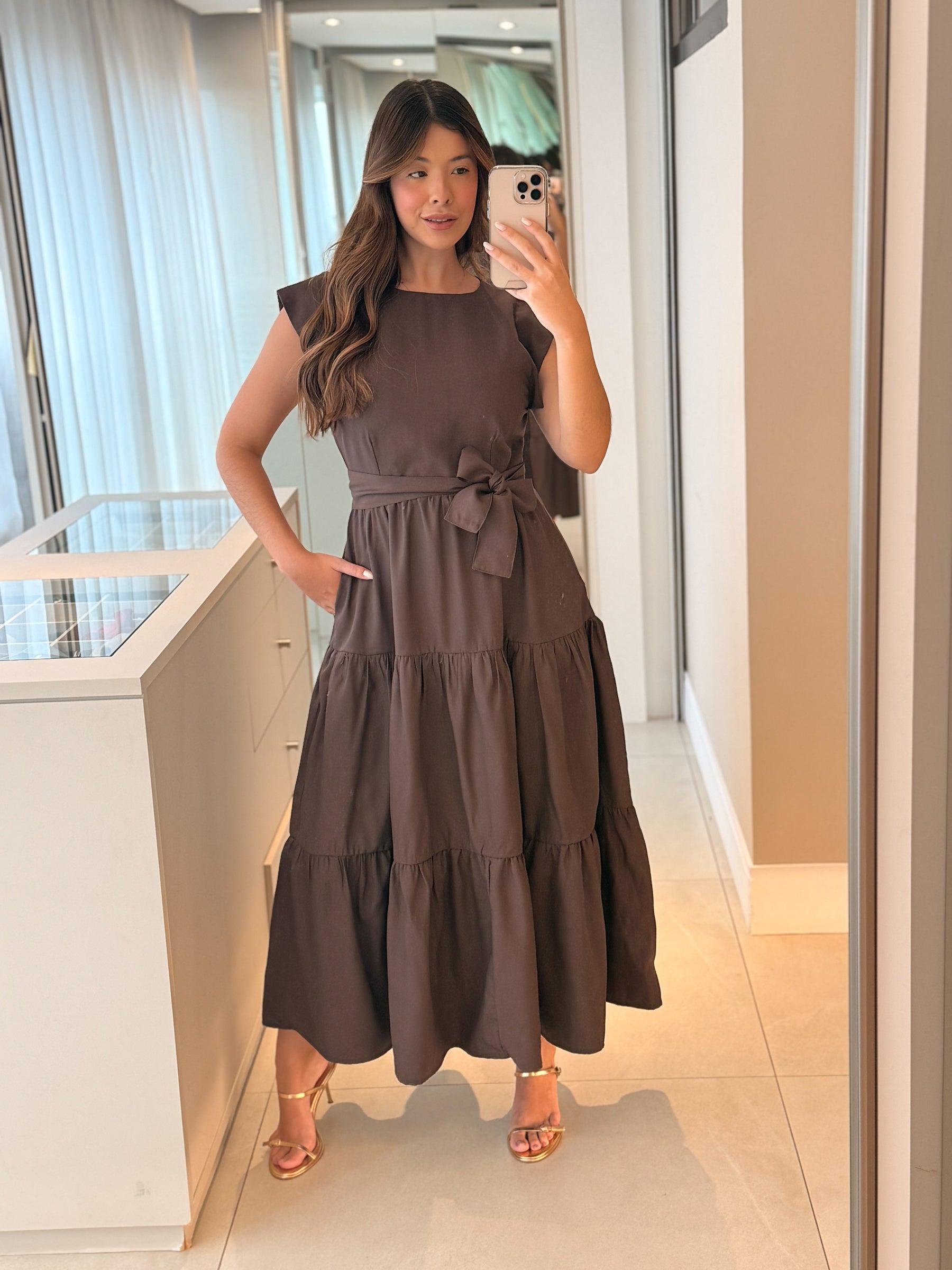 Vestido Midi Alfaiataria Manga Muscle Tee Brenda
