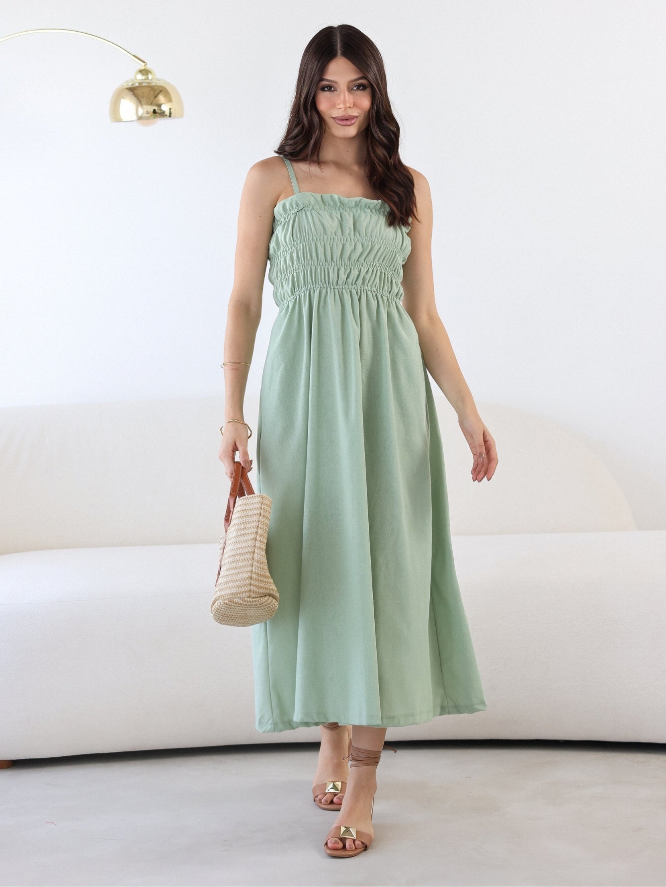 Vestido Longo Busto Elastex Linho Ariel