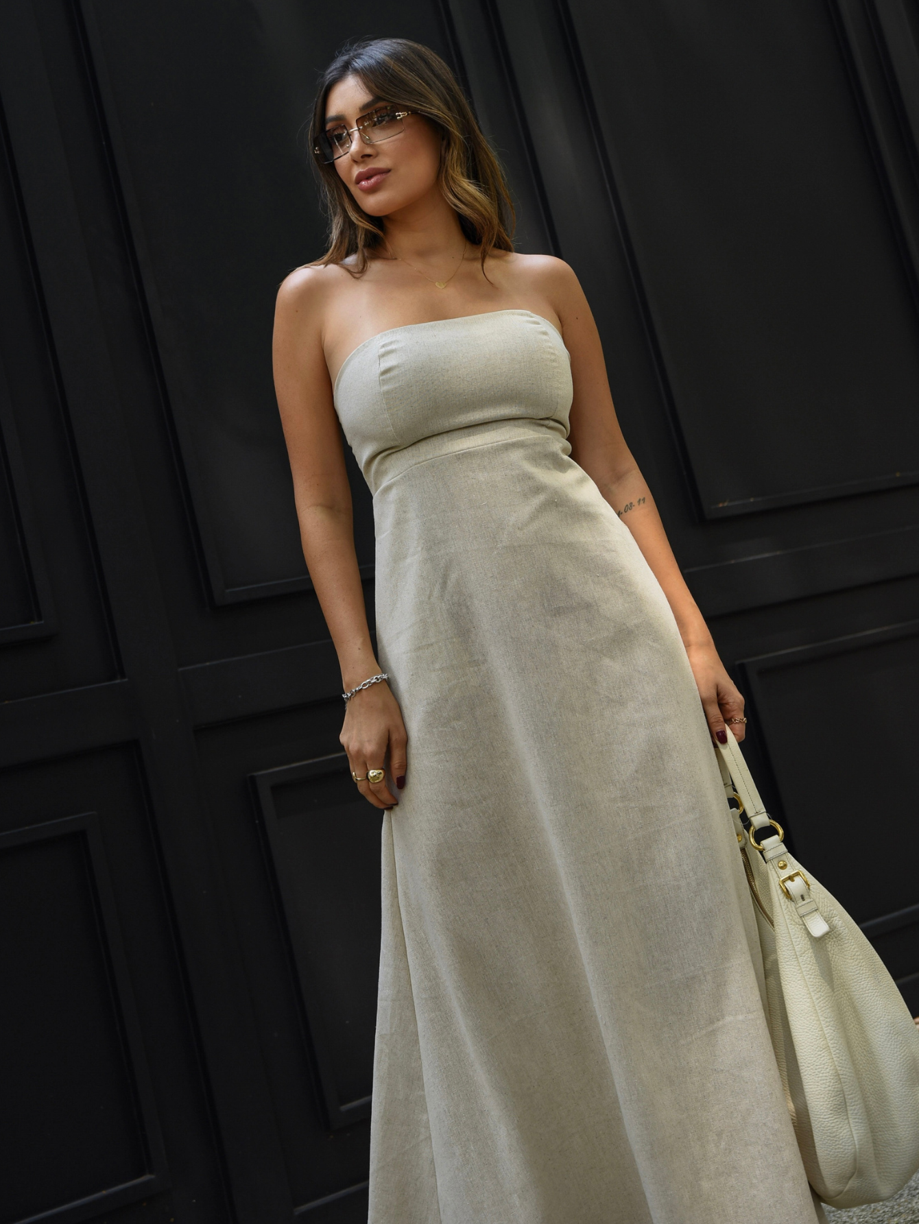 Vestido Longo de Linho Tomara que Caia Mayara