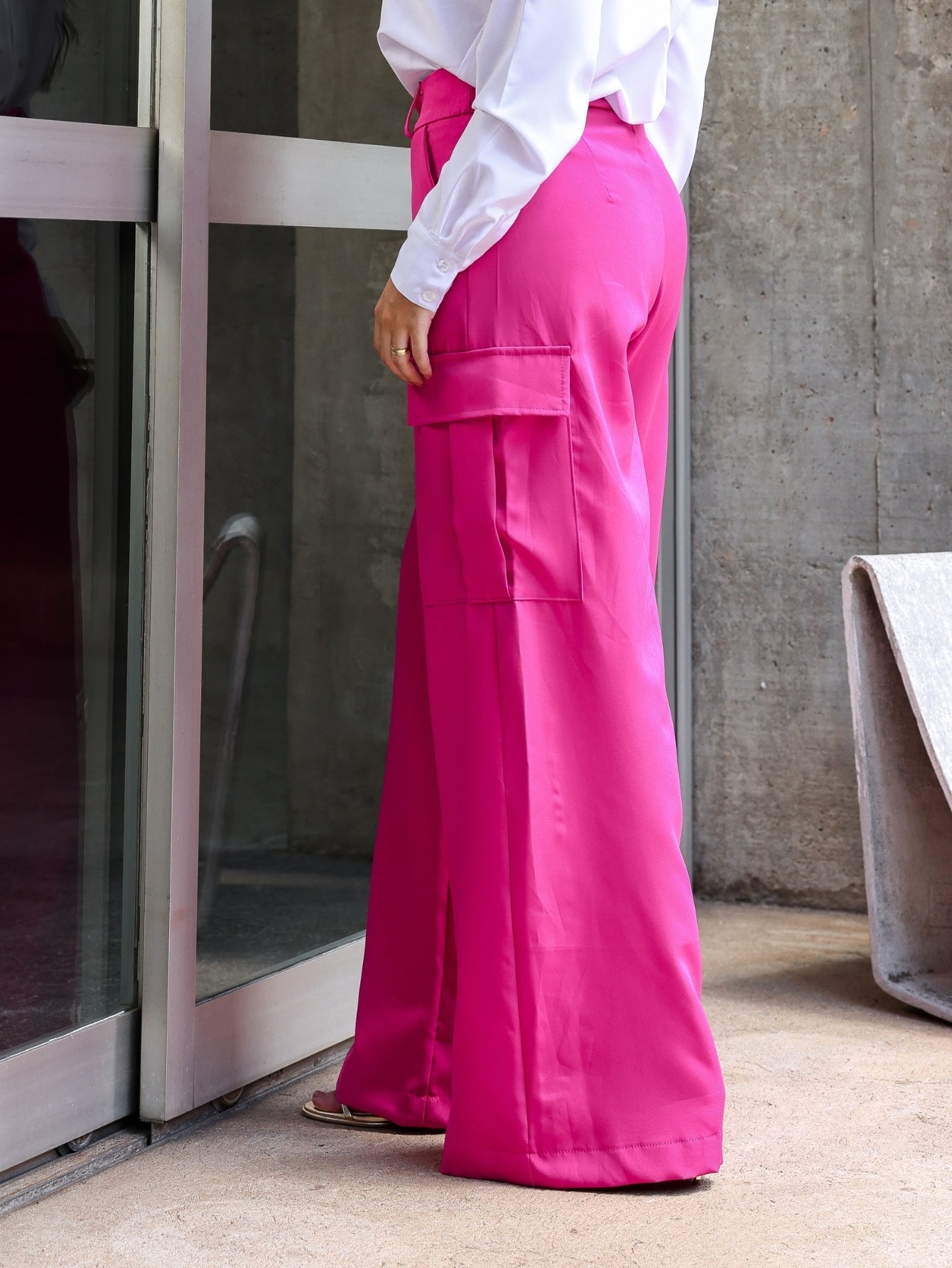 Calça Cargo Pantalona Alfaiataria Raquel