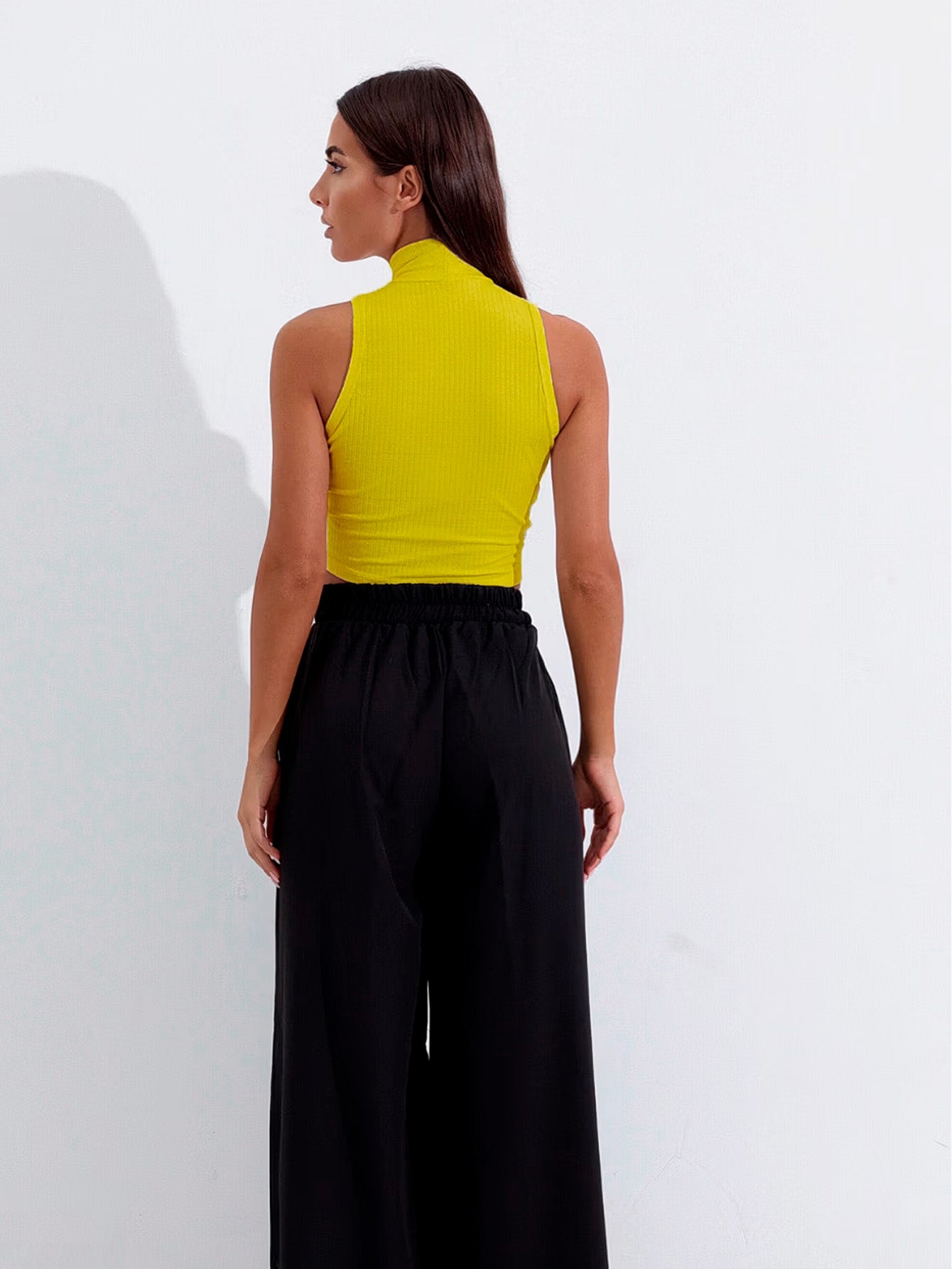 Cropped Regata Canelado Feminino Gola Alta