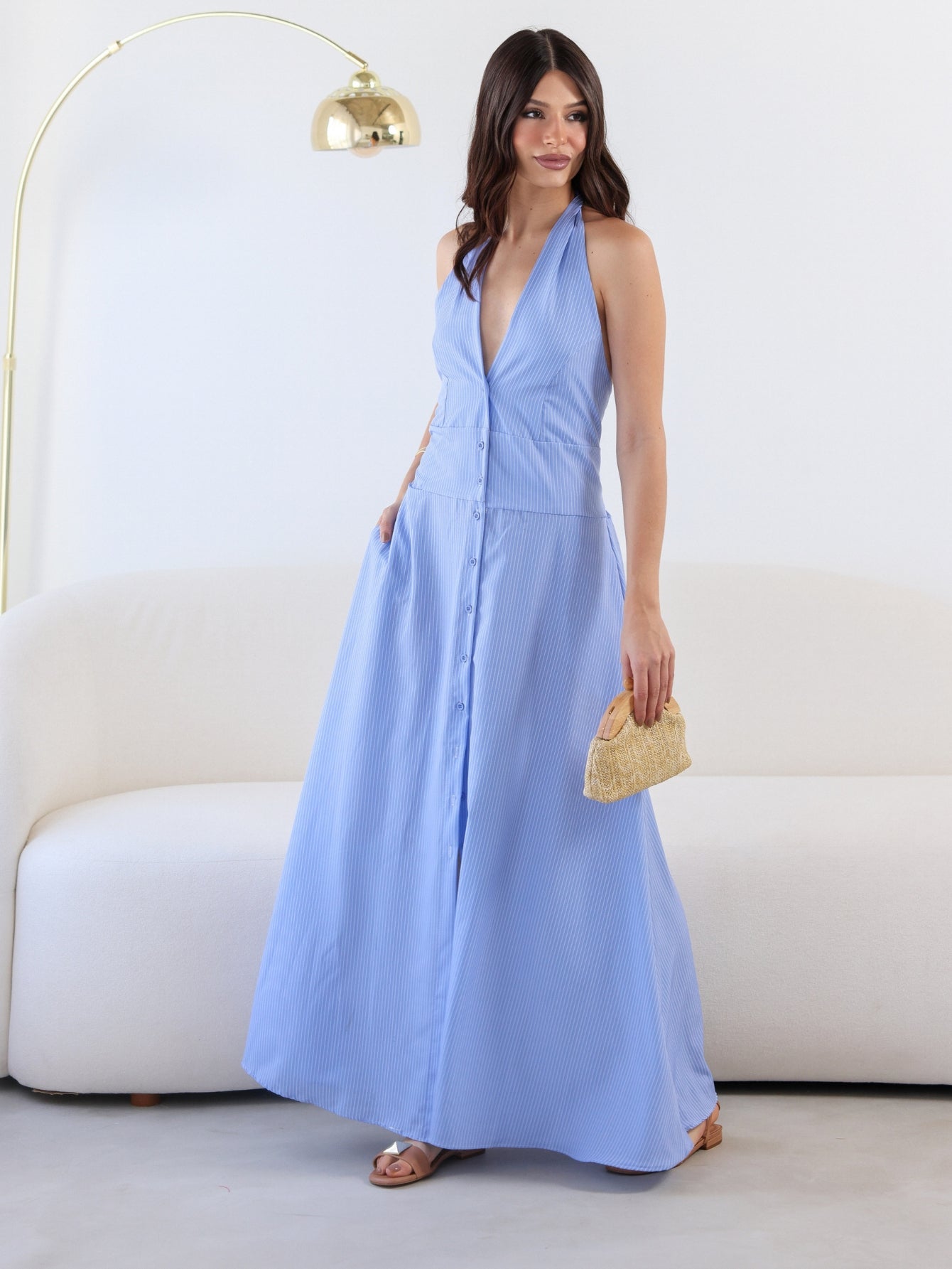 Vestido longo Frente Unica Lastex Vitória