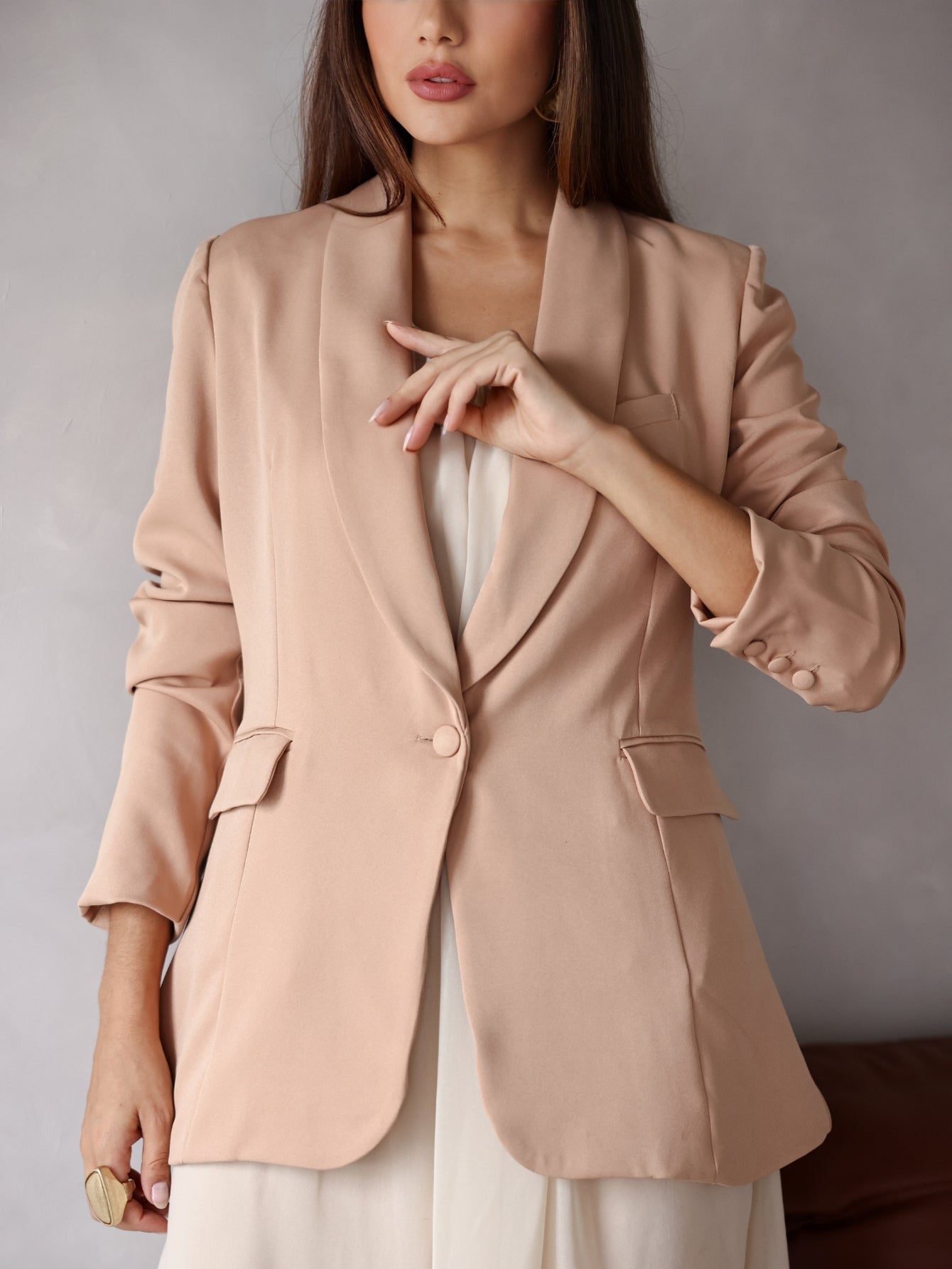 Blazer estruturado Alfaiataria Forrado com Botão - Cristal