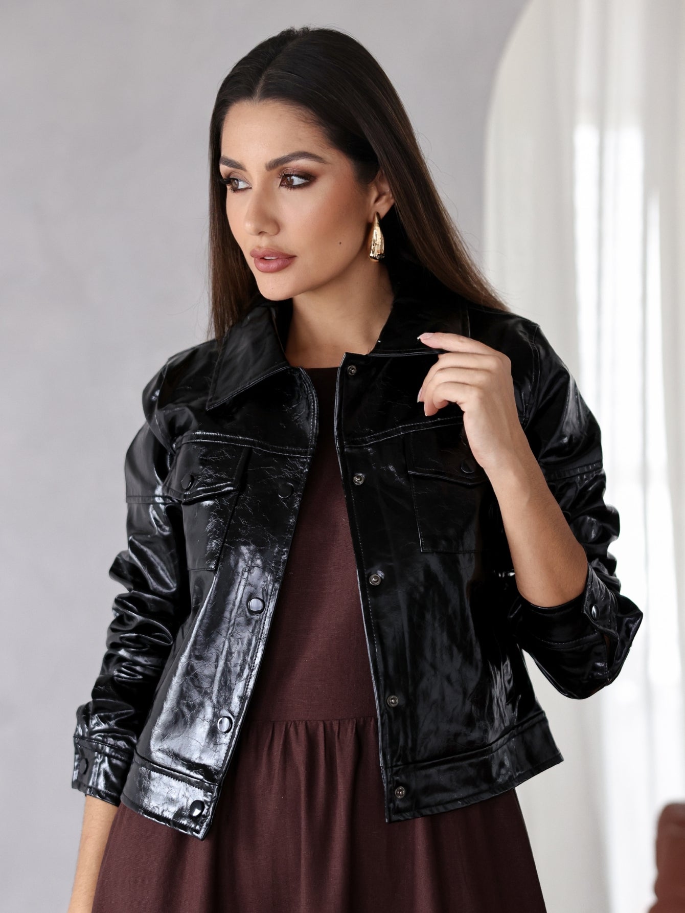 Jaqueta Couro envernizado Brilhoso Georgia