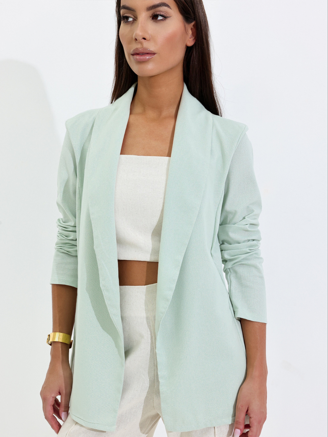 Blazer Basico Acinturado Linho Camila