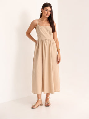 Vestido Midi Tricoline com bolso Samanta