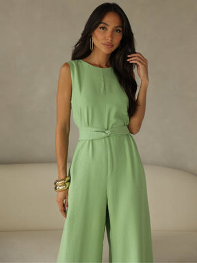 Macacão Pantalona Feminino Alfaiataria com Amarração Sandra