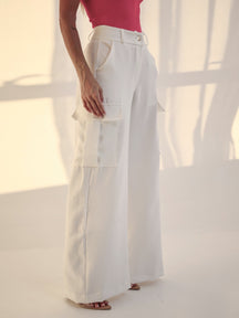 Calça Cargo Pantalona Alfaiataria  Raquel