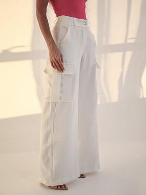 Calça Cargo Pantalona Alfaiataria  Raquel