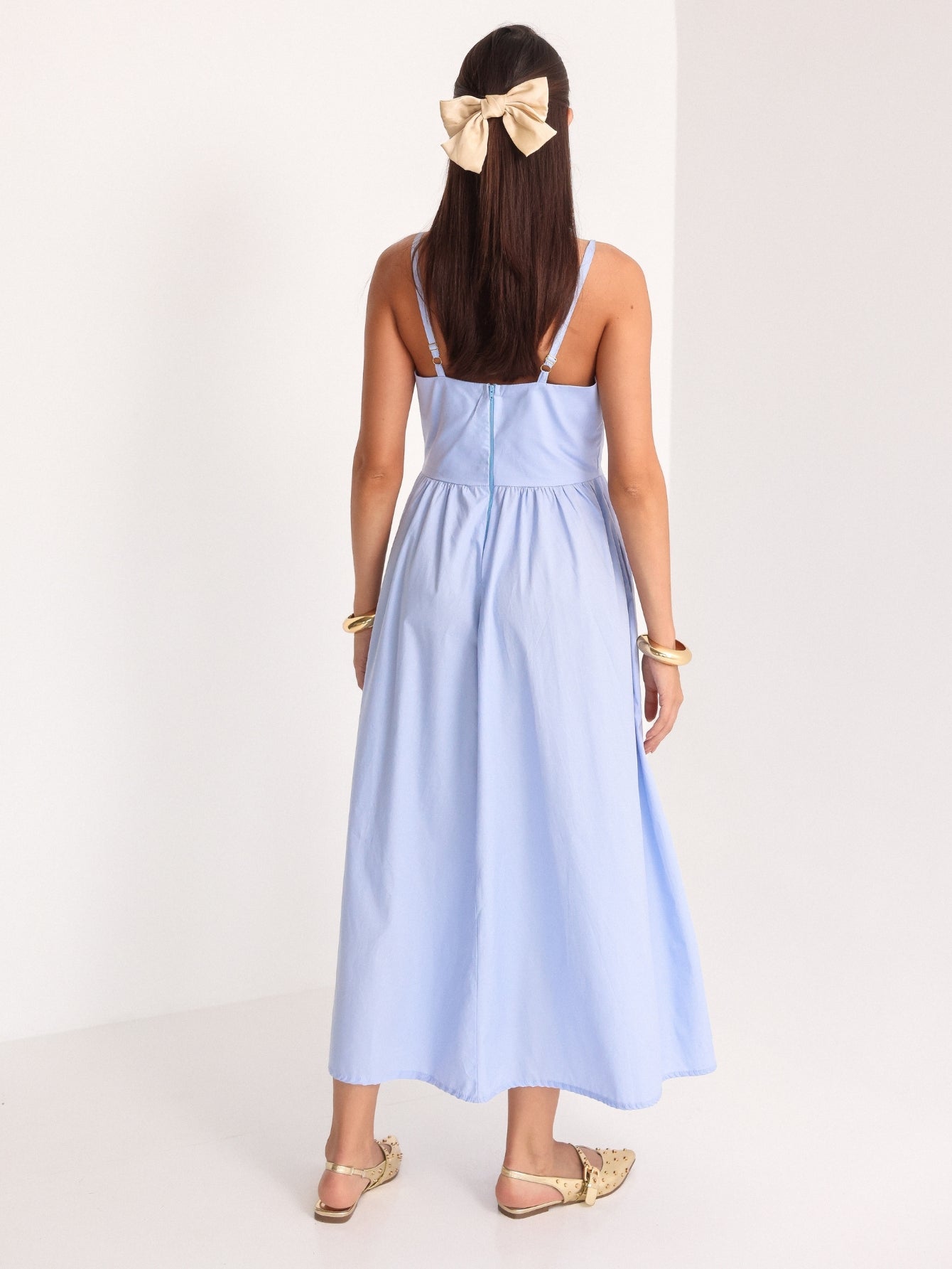 Vestido Midi Tricoline com bolso Samanta