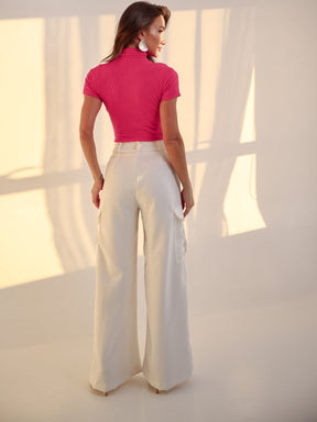 Calça Cargo Pantalona Alfaiataria  Raquel