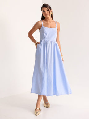 Vestido Midi Tricoline com bolso Samanta