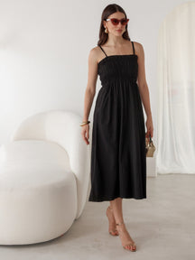 Vestido Longo Busto Elastex Linho Ariel