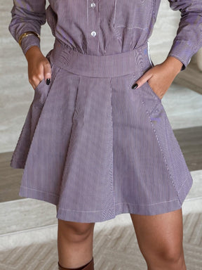 Conjunto Listrado Camisa e Saia em Tricoline - Pietra