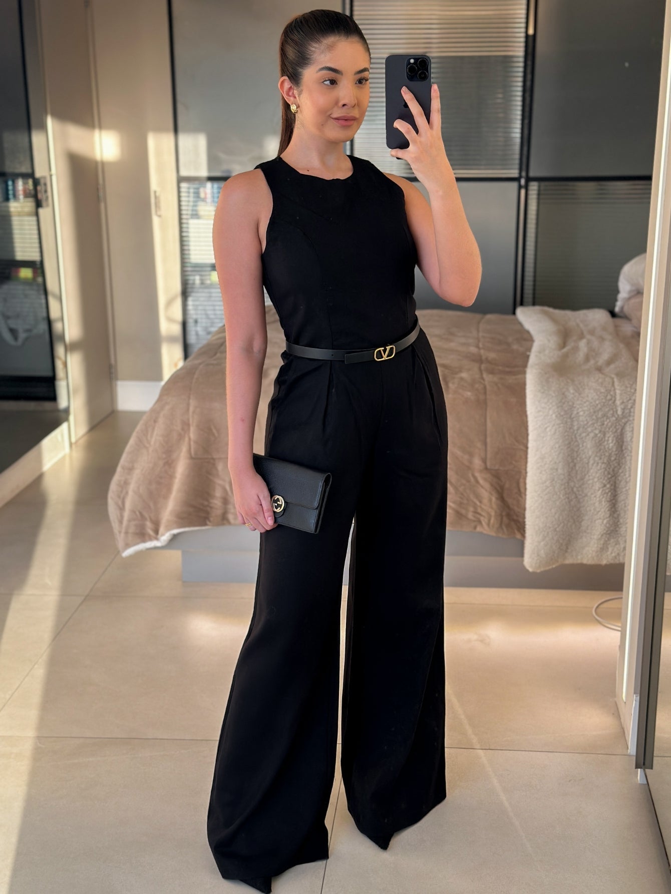 Macacão de Linho Sem Mangas Bolso Lateral Zíper nas Costas Debora