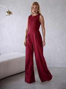 Macacão de Linho Sem Mangas Bolso Lateral Zíper nas Costas Debora