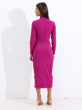 Vestido Canelado Gola Alta Cacharrel Anabel