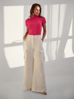 Calça Cargo Pantalona Alfaiataria  Raquel