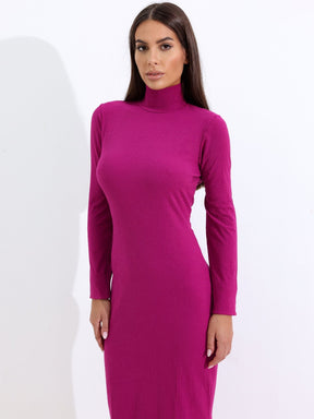 Vestido Canelado Gola Alta Cacharrel Anabel