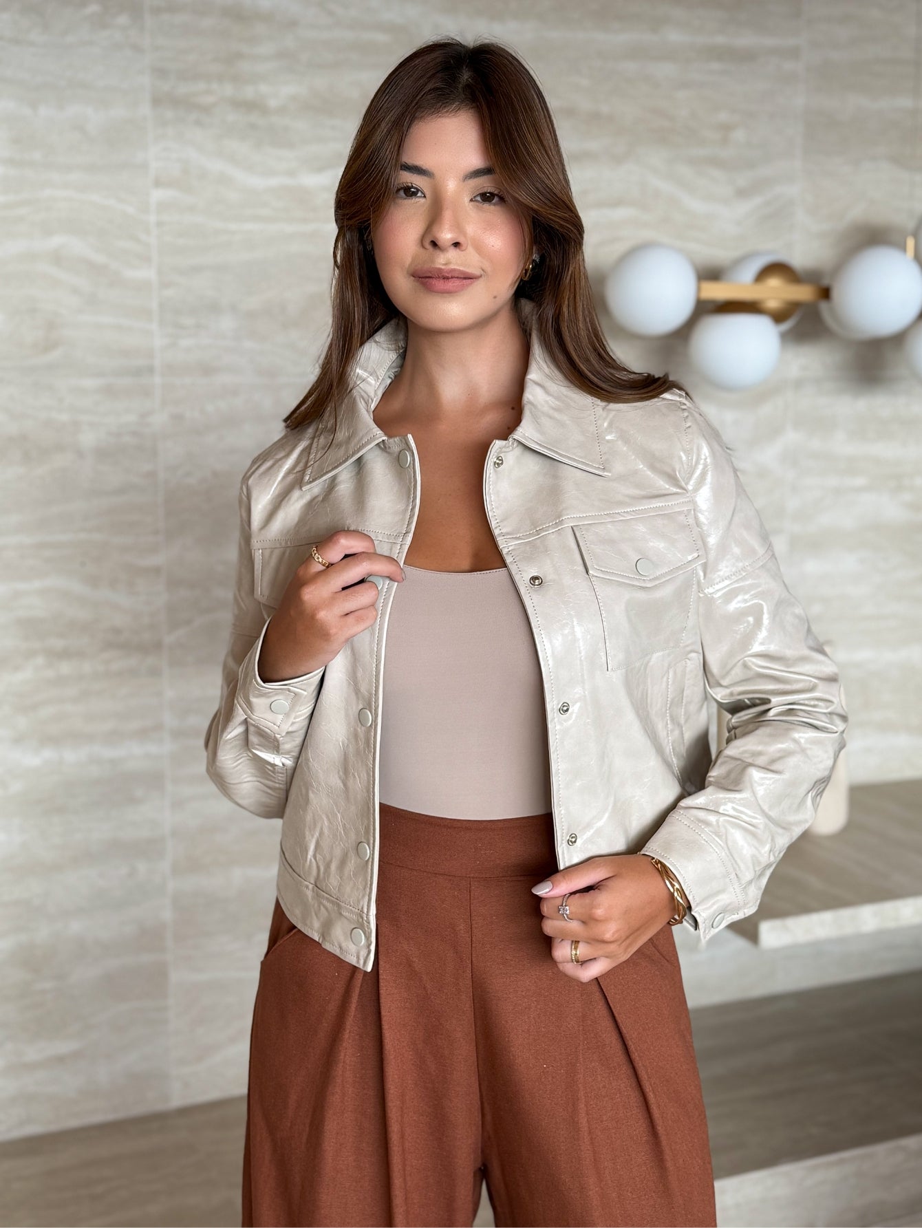 Jaqueta Couro envernizado Brilhoso Georgia