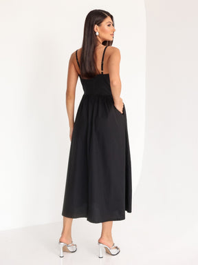 Vestido Midi Tricoline com bolso Samanta