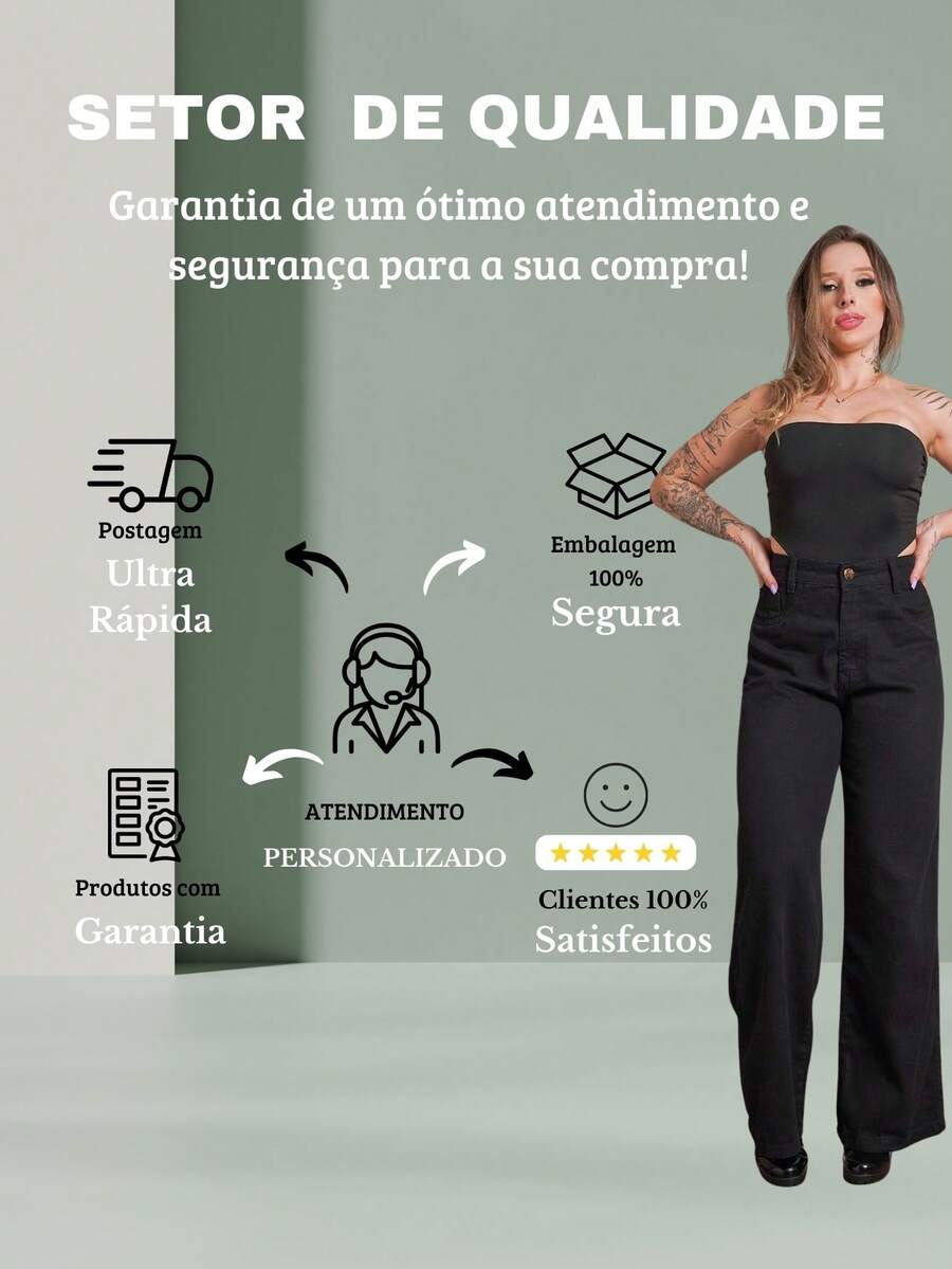 Calça Jeans Feminina Wide Leg