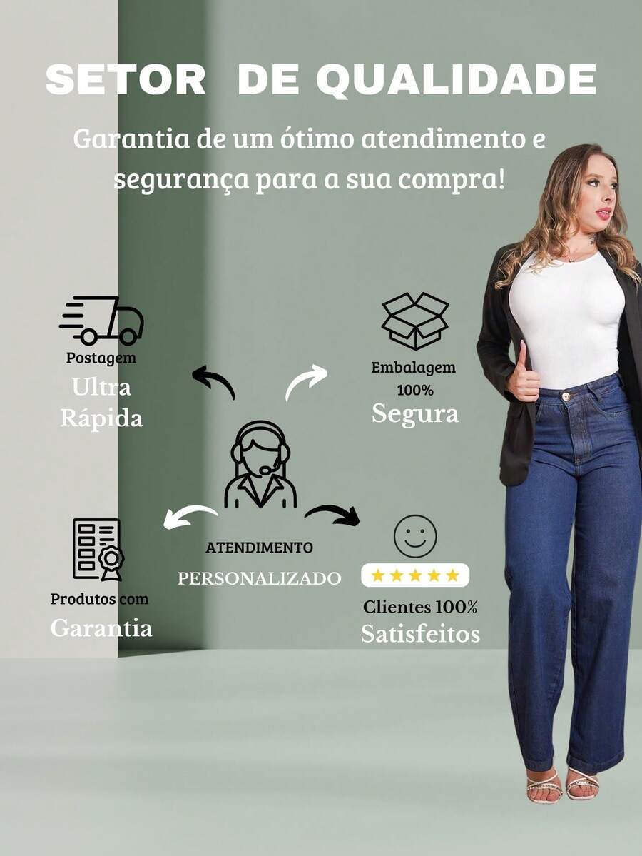Calça Jeans Feminina Wide Leg
